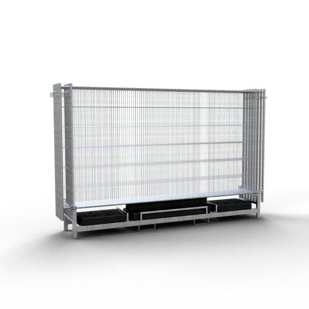 SET | with 10 construction fences and base plates | on twin pallet | Mobile fence Profiwith hooks and eyes